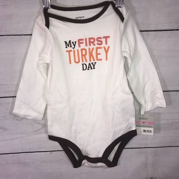 NEW! Carters "My First Turkey Day" Bodysuit-9 M - Picture 3 of 8